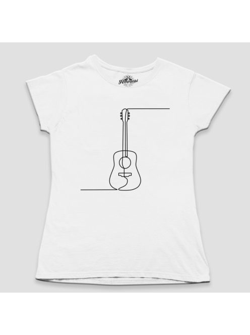 Akusztikus gitár line art női póló