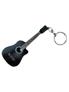 Akusztikus gitáros kulcstartó fekete színű