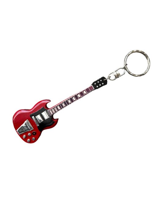 Elektromos gitáros fa kulcstartó piros Gibson SG 
