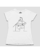 Akusztikus gitáros énekes line art női póló
