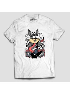 Gitározó nyuszi figura férfi póló