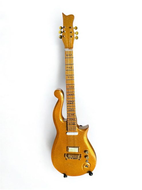 Prince Gold Cloud mini gitár, állvánnyal 