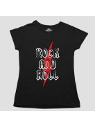 Rock and roll piros villámmal női póló