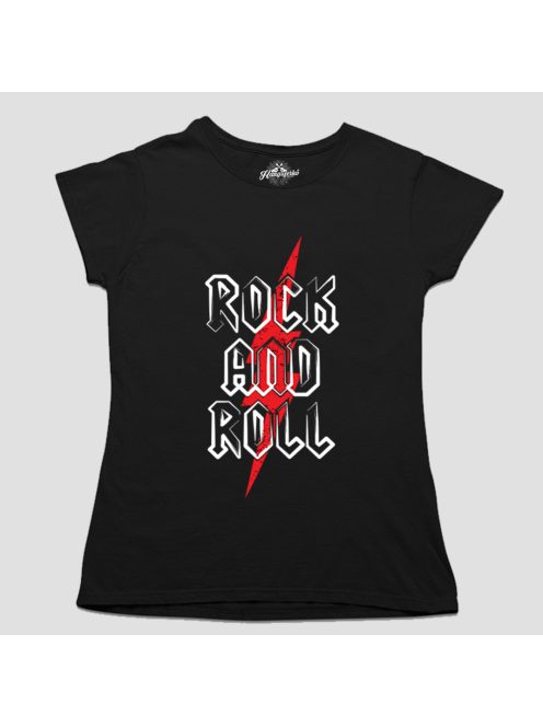 Rock and roll piros villámmal női póló