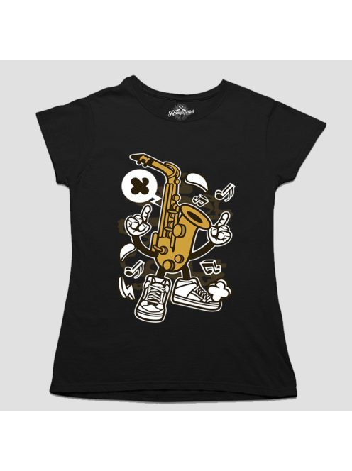 Szaxofon cartoon figura női póló