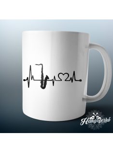 Szaxofon heartbeat bögre